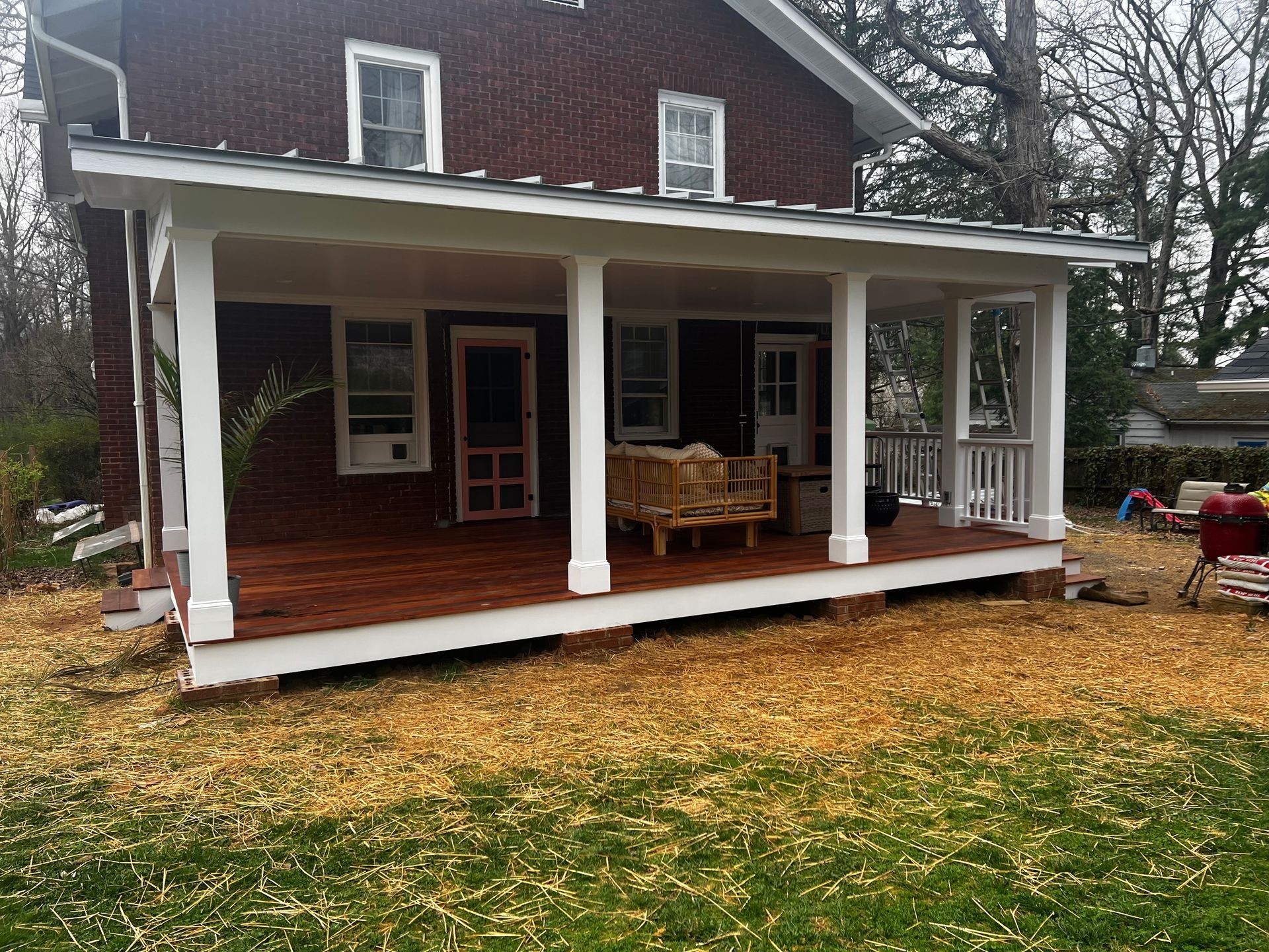 Tigerwood decking new covered porch addition 